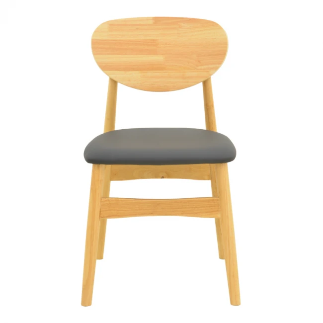 Καρέκλα Cardith pakoworld rubberwood-plywood σε φυσική απόχρωση-pu μαύρο 48x51x78εκ