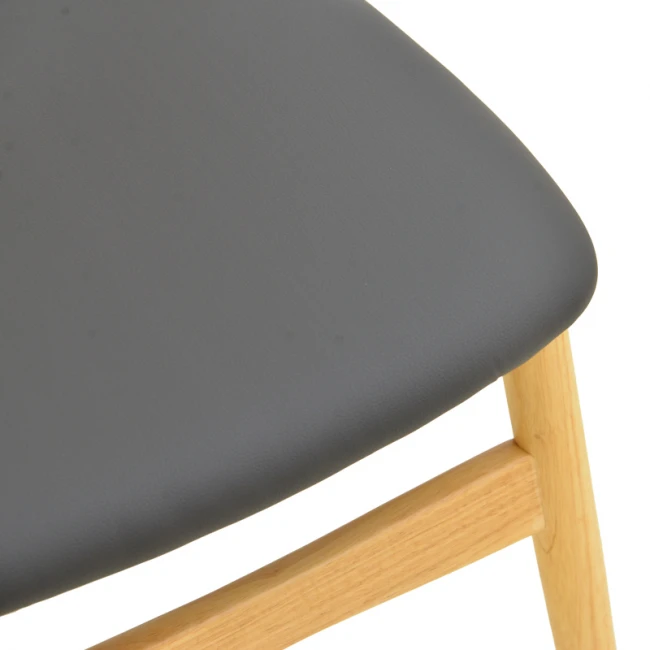 Καρέκλα Cardith pakoworld rubberwood-plywood σε φυσική απόχρωση-pu μαύρο 48x51x78εκ