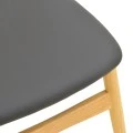 Καρέκλα Cardith pakoworld rubberwood-plywood σε φυσική απόχρωση-pu μαύρο 48x51x78εκ