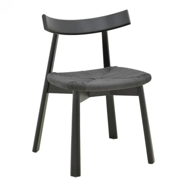 Καρέκλα Clareta pakoworld rubberwood-σχοινί σε μαύρη απόχρωση 53x55x79εκ