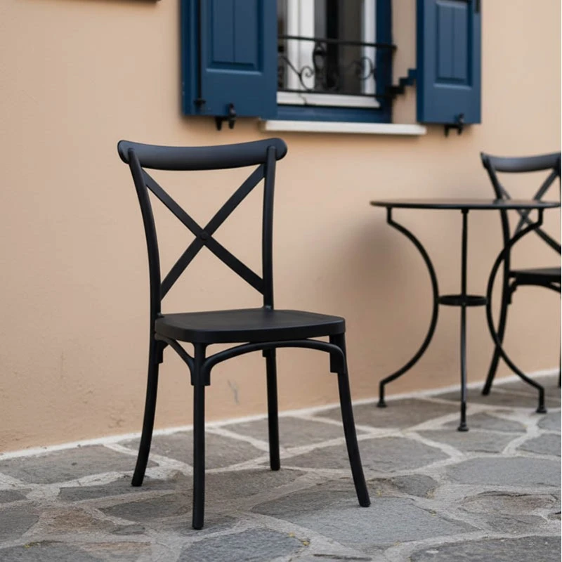 Crossie chair pakoworld pp in dark grey shade 38x46.5x82cm