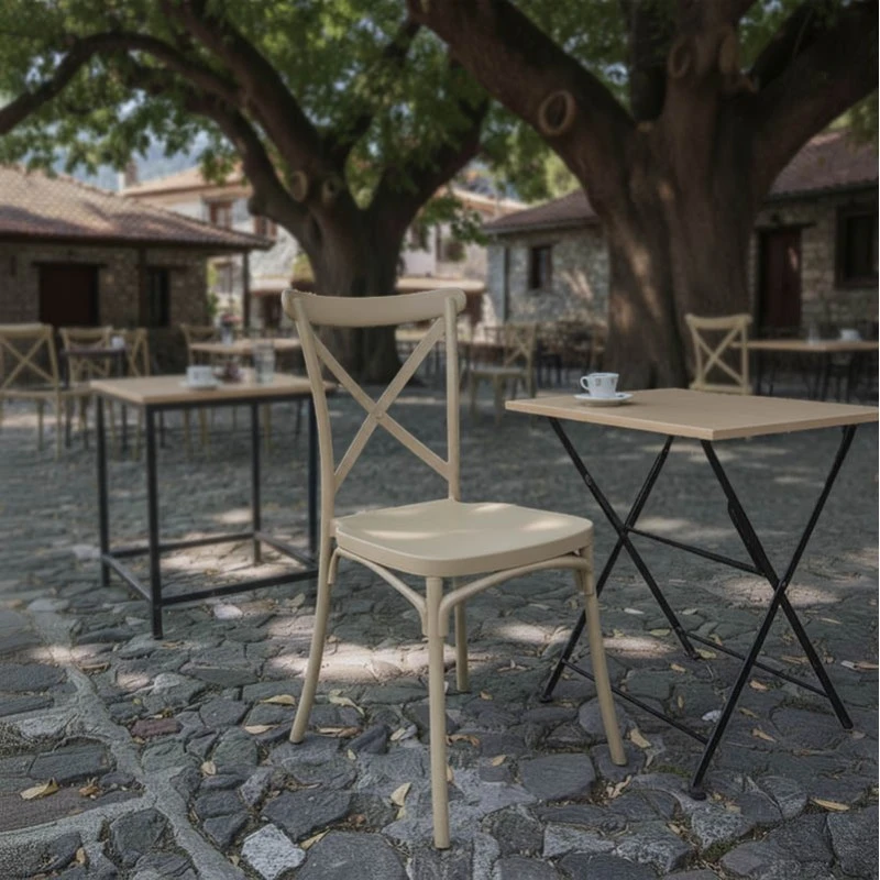 Crossie chair pakoworld pp in cappuccino shade 38x46.5x82cm