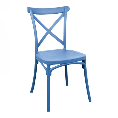 Stackable Crossie pakoworld pp chair in blue shade 38x46.5x82cm
