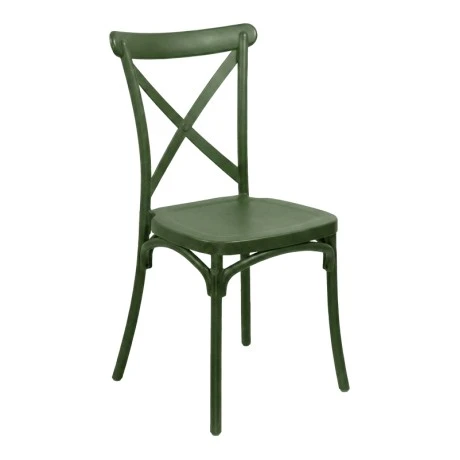 Stackable Crossie chair pakoworld pp in dark green shade 41x46x84cm