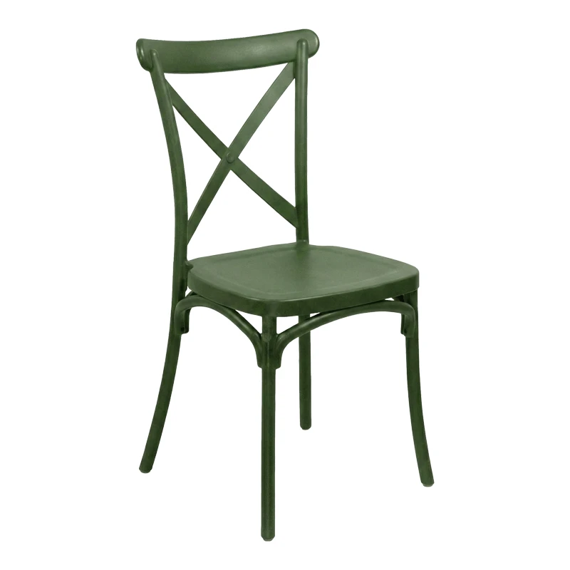 Stackable Crossie chair pakoworld pp in dark green shade 41x46x84cm