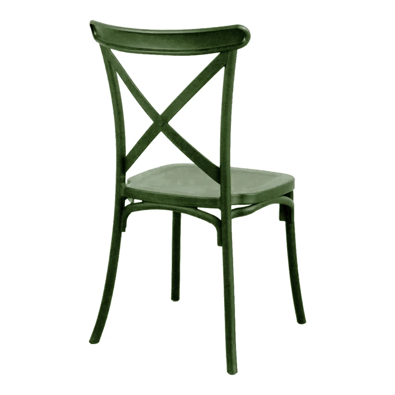 Stackable Crossie chair pakoworld pp in dark green shade 41x46x84cm