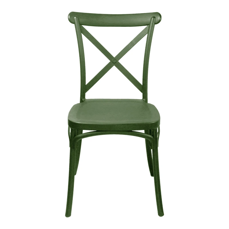Stackable Crossie chair pakoworld pp in dark green shade 41x46x84cm