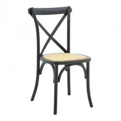 Dylon pakoworld stackable chair black beech wood-natural rattan seat 48x52x89cm