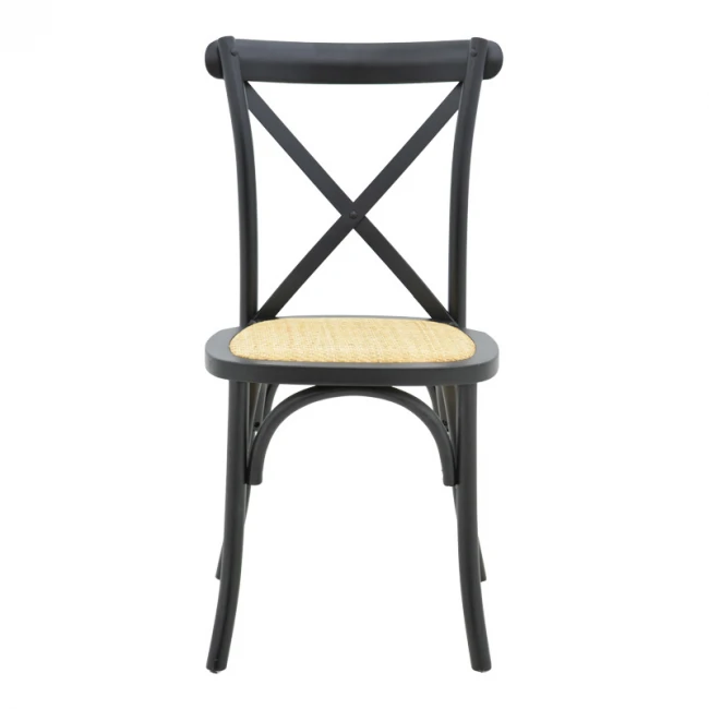 Dylon pakoworld stackable chair black beech wood-natural rattan seat 48x52x89cm