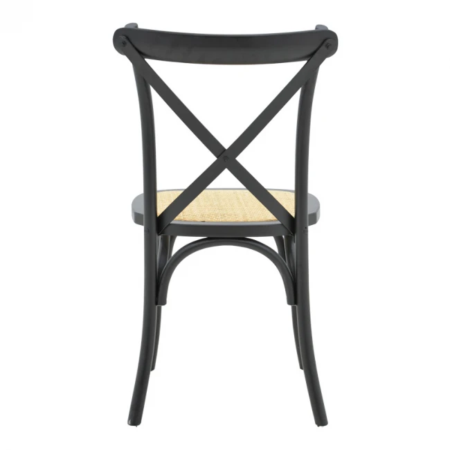 Dylon pakoworld stackable chair black beech wood-natural rattan seat 48x52x89cm