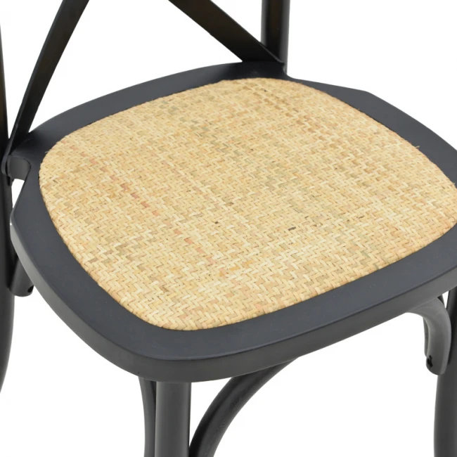 Dylon pakoworld stackable chair black beech wood-natural rattan seat 48x52x89cm