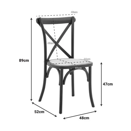 Dylon pakoworld stackable chair unpainted beech wood-rattan seat 48x52x89cm