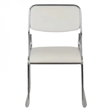 Καρέκλα επισκέπτη στοιβαζόμενη Randin pakoworld λευκό pu-πόδι χρωμίου 42x44x77εκ