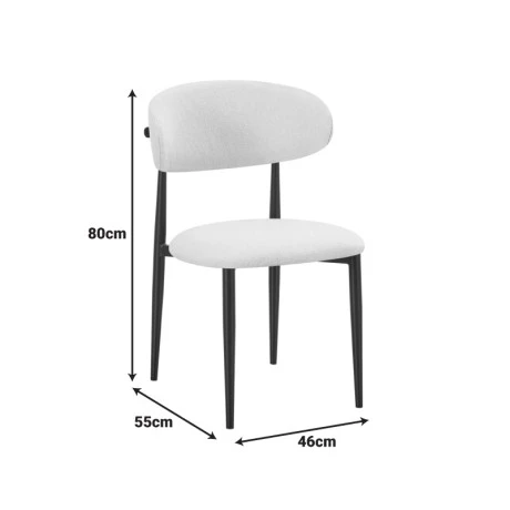 Chair Folegio pakoworld grey fabric with black metal leg 49x55x80cm