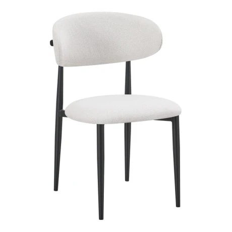 Chair Folegio pakoworld ivory fabric with black metal leg 49x55x80cm
