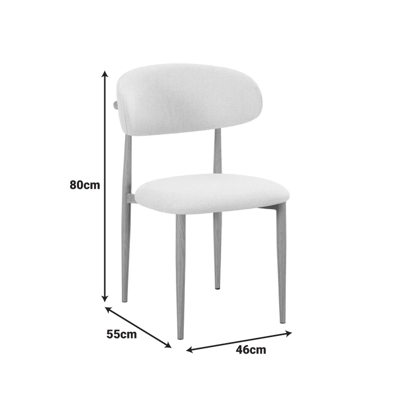 Chair Folegio pakoworld ivory fabric with metal natural color leg 49x55x80cm