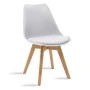 Chair Gaston pakoworld PP and PU color white with wooden legs in natural finish 43x51x75cm
