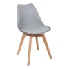 Gaston chair pakoworld PP-PU light grey color - natural leg 58x47x85cm