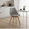 Gaston chair pakoworld PP-PU light grey color - natural leg 58x47x85cm