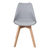 Gaston chair pakoworld PP-PU light grey color - natural leg 58x47x85cm