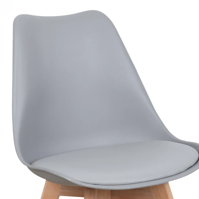 Gaston chair pakoworld PP-PU light grey color - natural leg 58x47x85cm