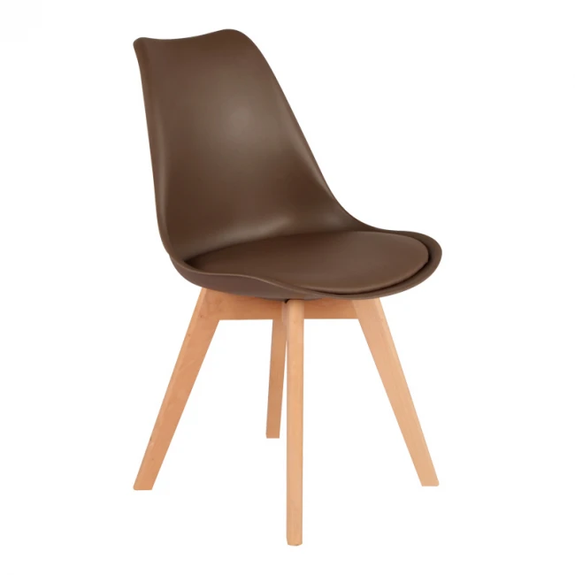 Gaston chair pakoworld PP-PU brown color - natural leg 43x51x75cm