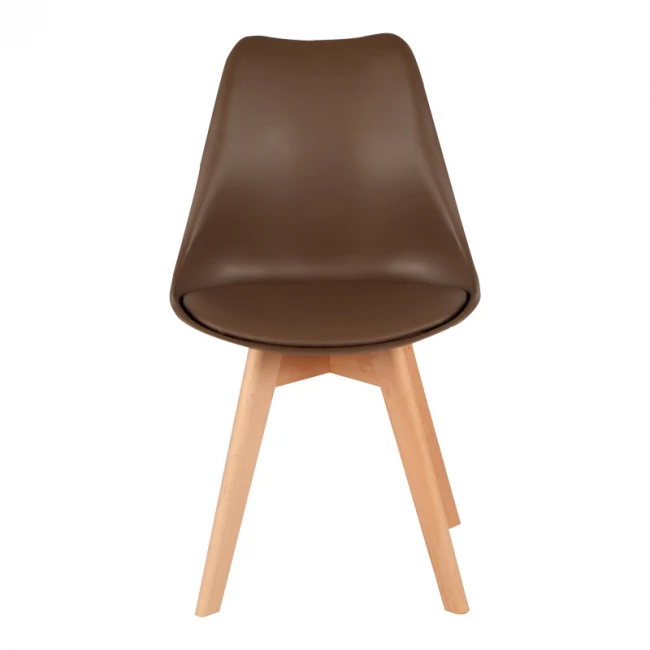 Gaston chair pakoworld PP-PU brown color - natural leg 43x51x75cm