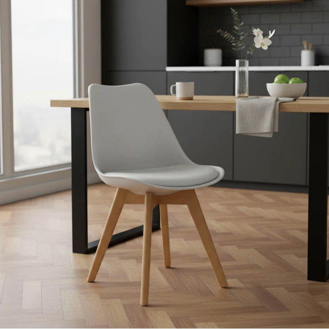 Chair Gaston pakoworld PP with PU color white - oak