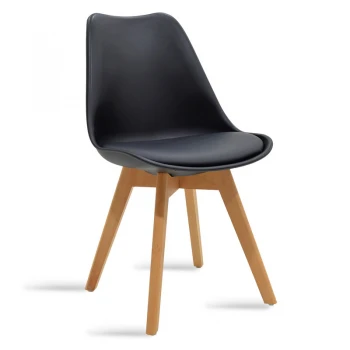 Chair Gaston pakoworld PP with PU color black - oak 43x51x75cm