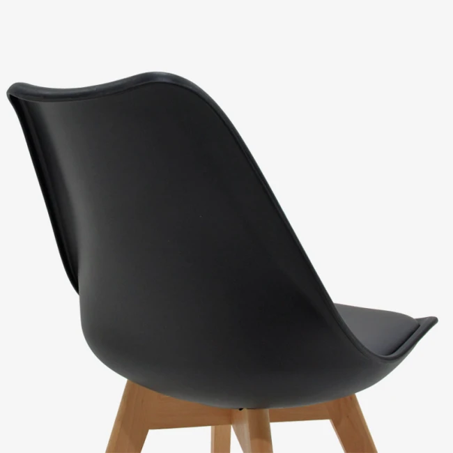 Καρέκλα Gaston pakoworld PP-PU μαύρο-φυσικό πόδι 43x51x75 εκ