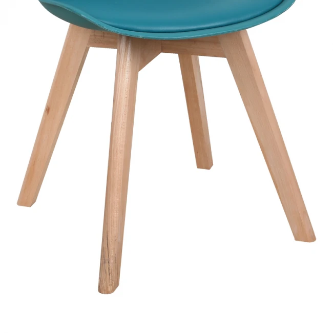 Καρέκλα Gaston pakoworld PP-PU μπλε απόχρωση- φυσικό πόδι 43x51x75εκ