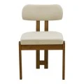 Καρέκλα Genoa pakoworld καρυδί rubberwood και εκρού ύφασμα 50x43x82εκ