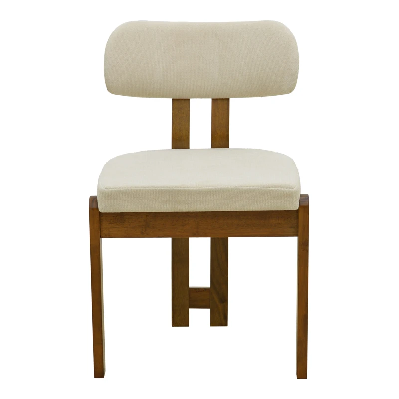 Καρέκλα Genoa pakoworld καρυδί rubberwood και εκρού ύφασμα 50x43x82εκ