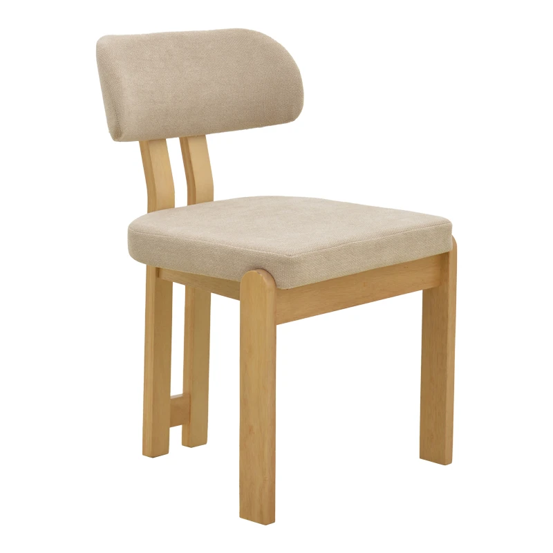 Chair Genoa pakoworld sonoma rubberwood and beige fabric 50x43x82cm