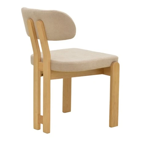 Chair Genoa pakoworld sonoma rubberwood and beige fabric 50x43x82cm