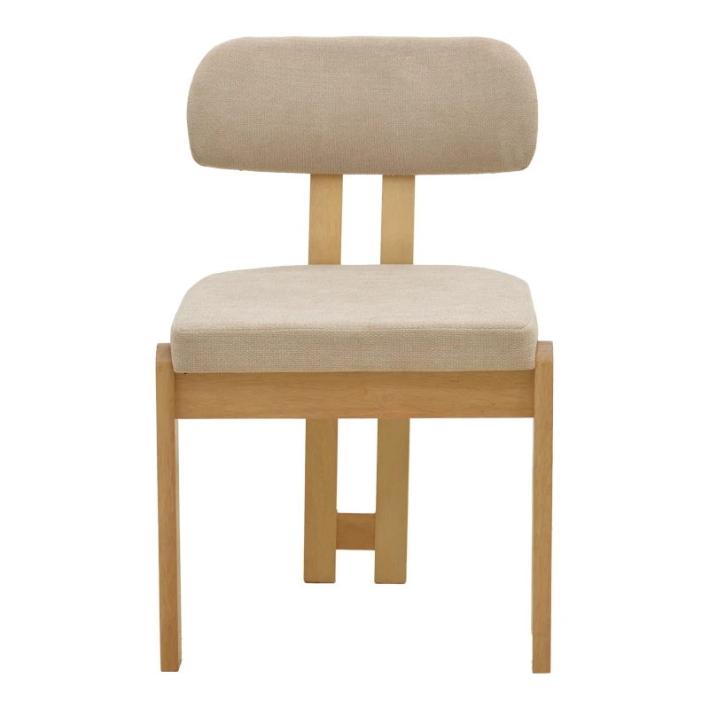 Chair Genoa pakoworld sonoma rubberwood and beige fabric 50x43x82cm