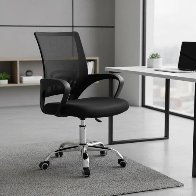 Berto II pakoworld office chair recline with mesh fabric in black shade 60x48x85-95cm