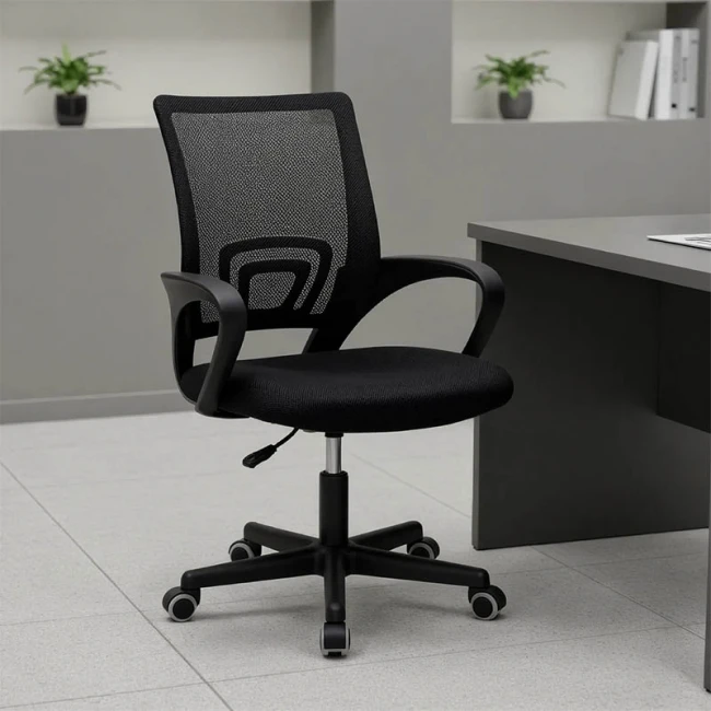 Berto II pakoworld office chair with mesh fabric in black shade 60x48x85-95cm