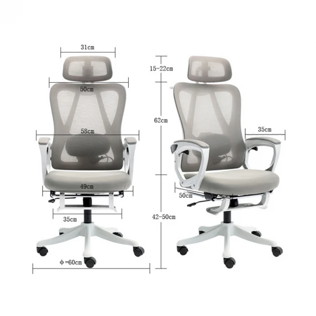 Καρέκλα γραφείου διευθυντή Exeter pakoworld λευκή - mesh γκρι 50x58x119-129εκ