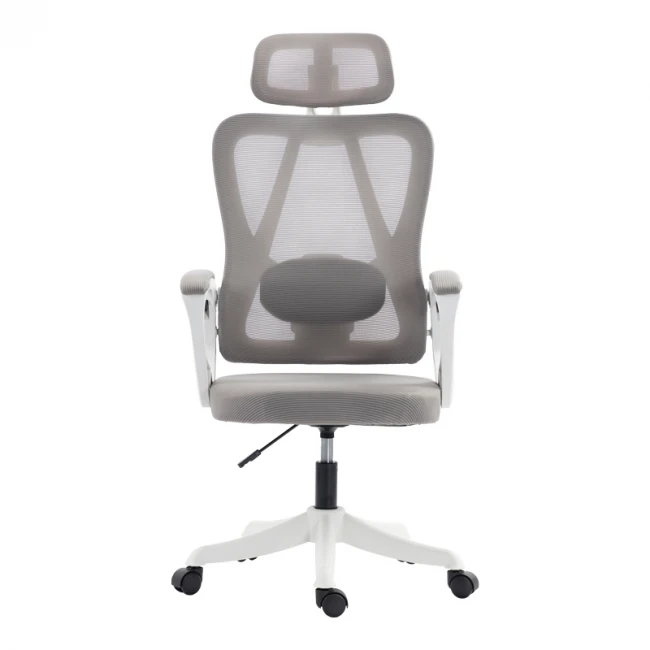 Καρέκλα γραφείου διευθυντή Exeter pakoworld λευκή - mesh γκρι 50x58x119-129εκ