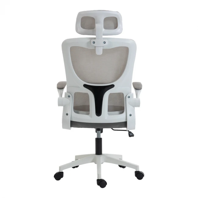 Καρέκλα γραφείου διευθυντή Mainz pakoworld λευκή mesh γκρι 50x60x112-122εκ