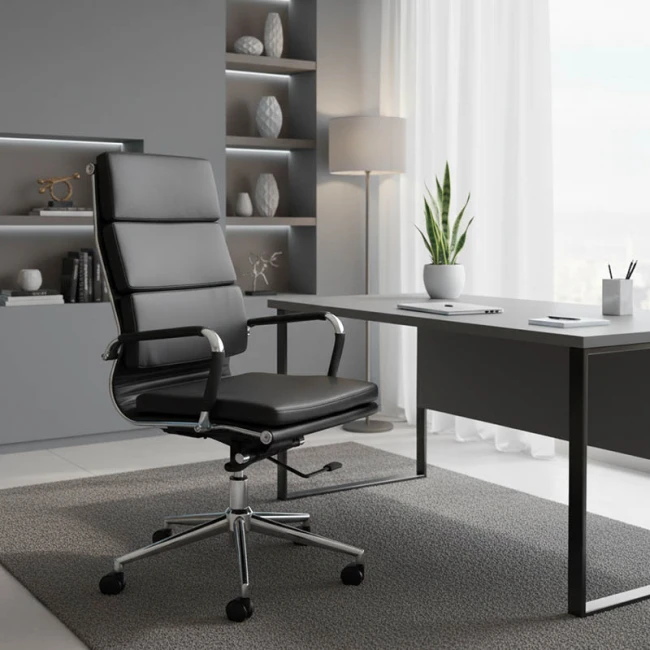 Καρέκλα γραφείου διευθυντή Tokyo pakoworld μαύρο pu 55.5x52x108εκ