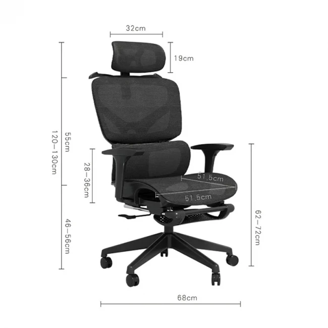 Vigo pakoworld grey executive office chair, mesh black 52x70x118-124cm