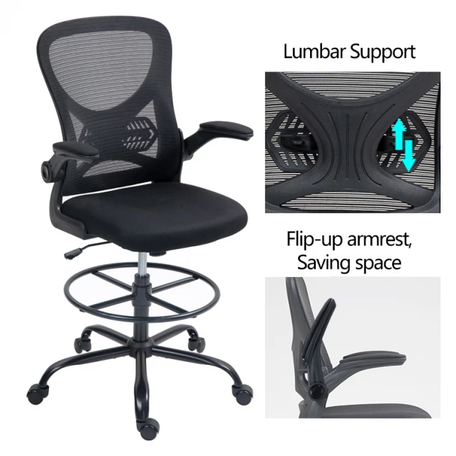 Work chair manager Derzio pakoworld mesh black fabric 62x53x131cm