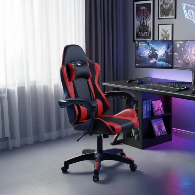 Καρέκλα γραφείου gaming William pakoworld PU μαύρο-κόκκινο