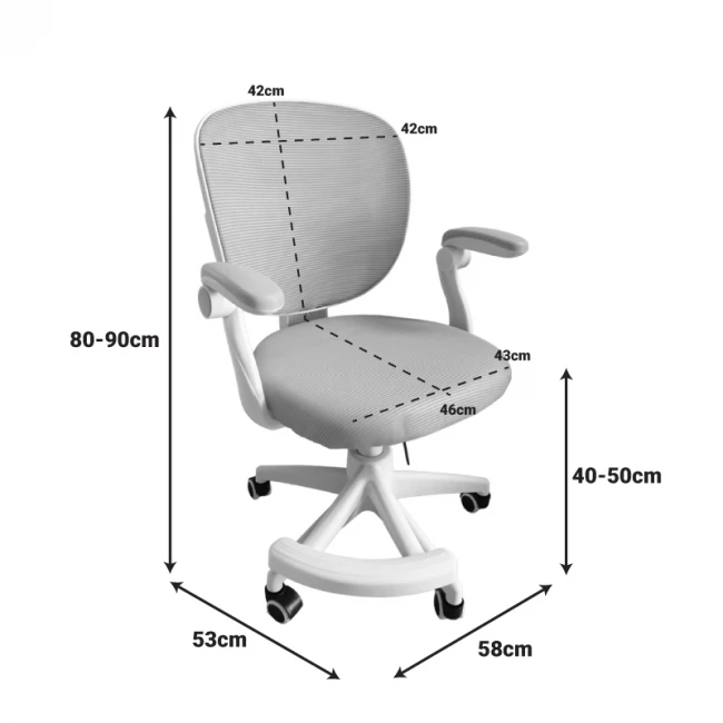 Καρέκλα γραφείου παιδική Bernu pakoworld ύφασμα mesh σε σιελ απόχρωση 58x53x80-90εκ