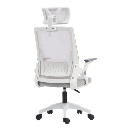 Καρέκλα γραφείου Plymot pakoworld λευκή - mesh γκρι 48x58x112-122εκ
