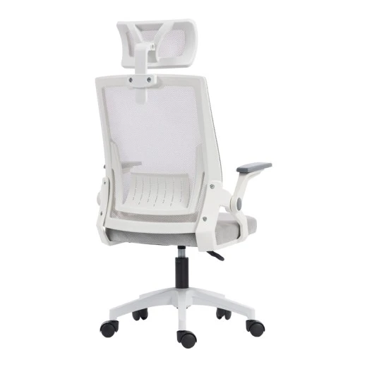 Καρέκλα γραφείου Plymot pakoworld λευκή - mesh γκρι 48x58x112-122εκ