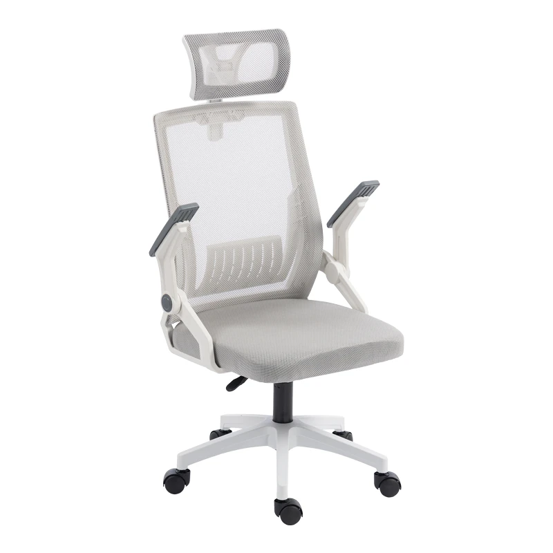 Καρέκλα γραφείου Plymot pakoworld λευκή - mesh γκρι 48x58x112-122εκ