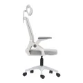 Καρέκλα γραφείου Plymot pakoworld λευκή - mesh γκρι 48x58x112-122εκ